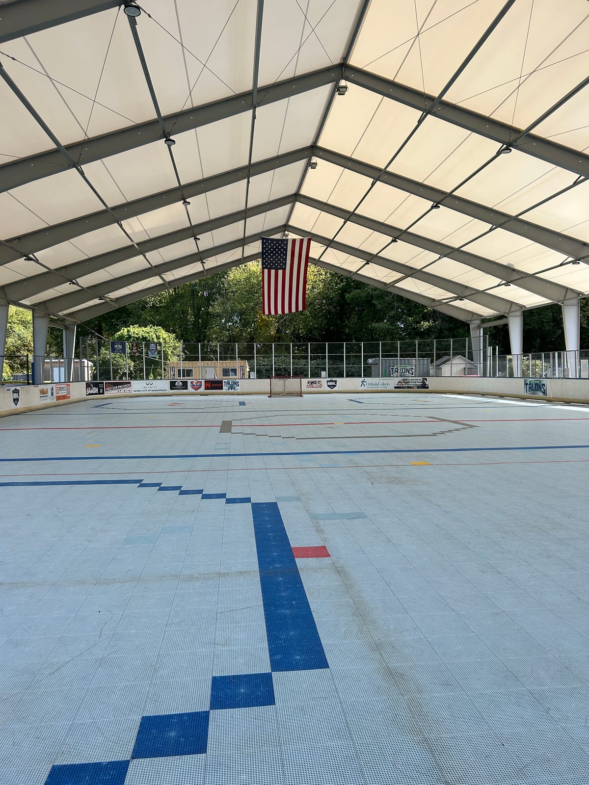 A covered, all-weather ball hockey arena